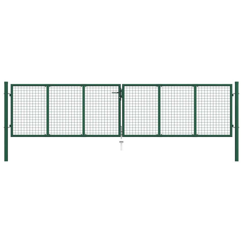 Portail en treillis de jardin Acier 400 x 75 cm Vert - Photo n°1