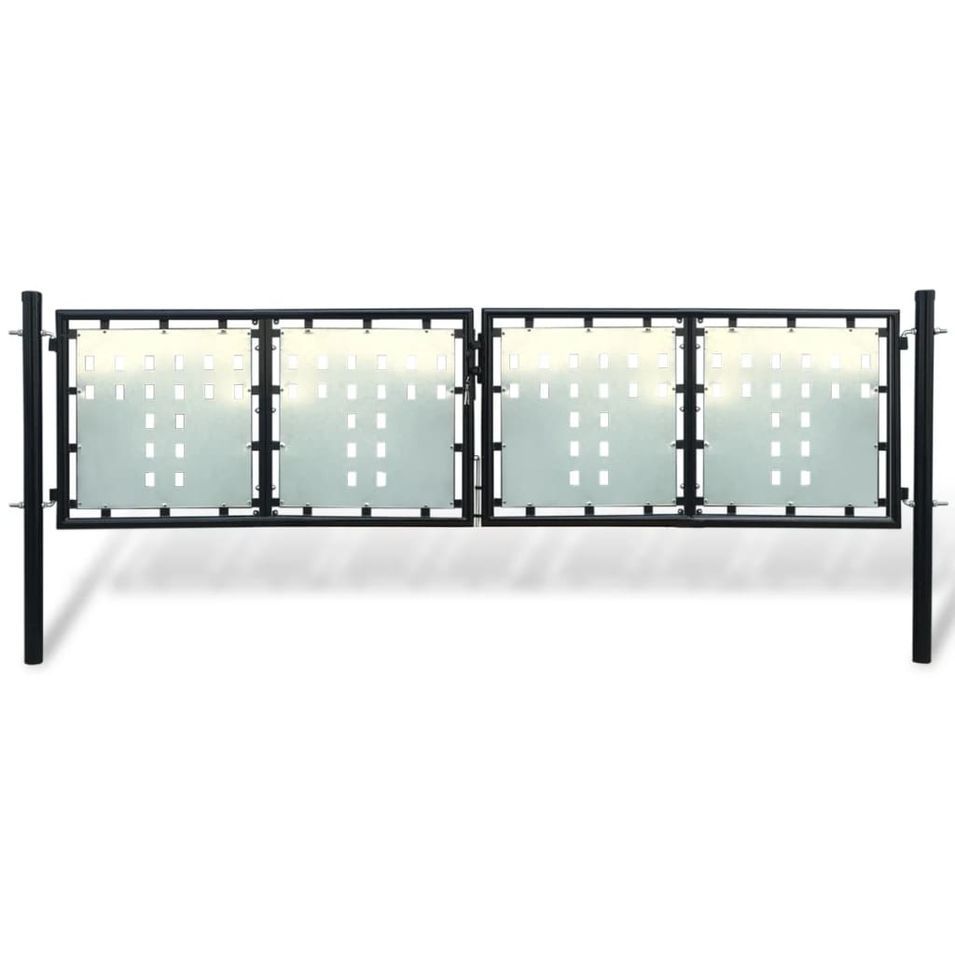 Portail simple de clôture Noir 300x150 cm - Photo n°1