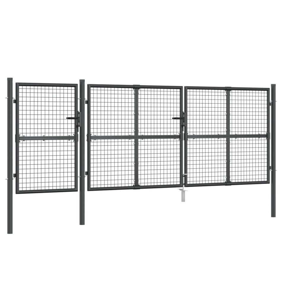Portal de jardin maille anthracite 400x175 cm acier galvanisé - Photo n°1