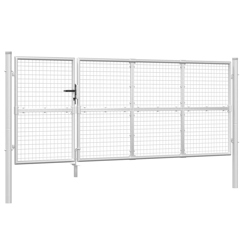 Portal de jardin maille argenté 350x175 cm acier galvanisé - Photo n°1