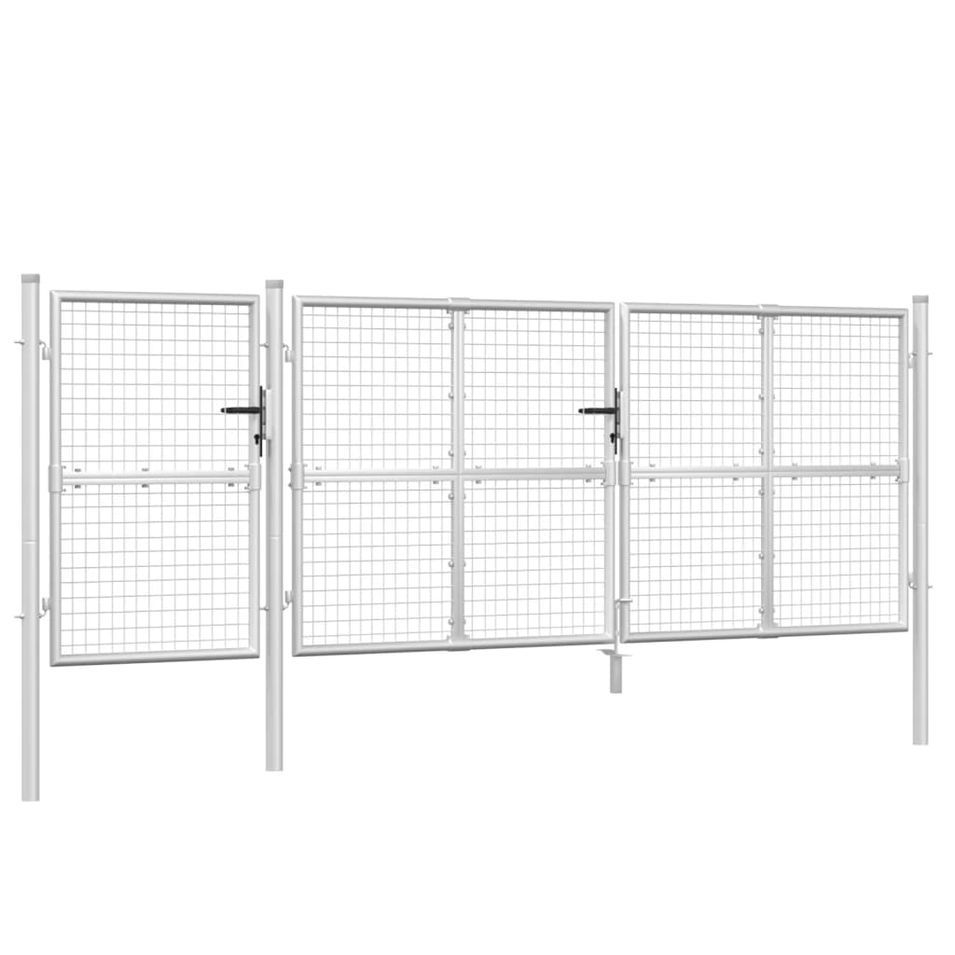 Portal de jardin maille argenté 400x175 cm acier galvanisé - Photo n°1