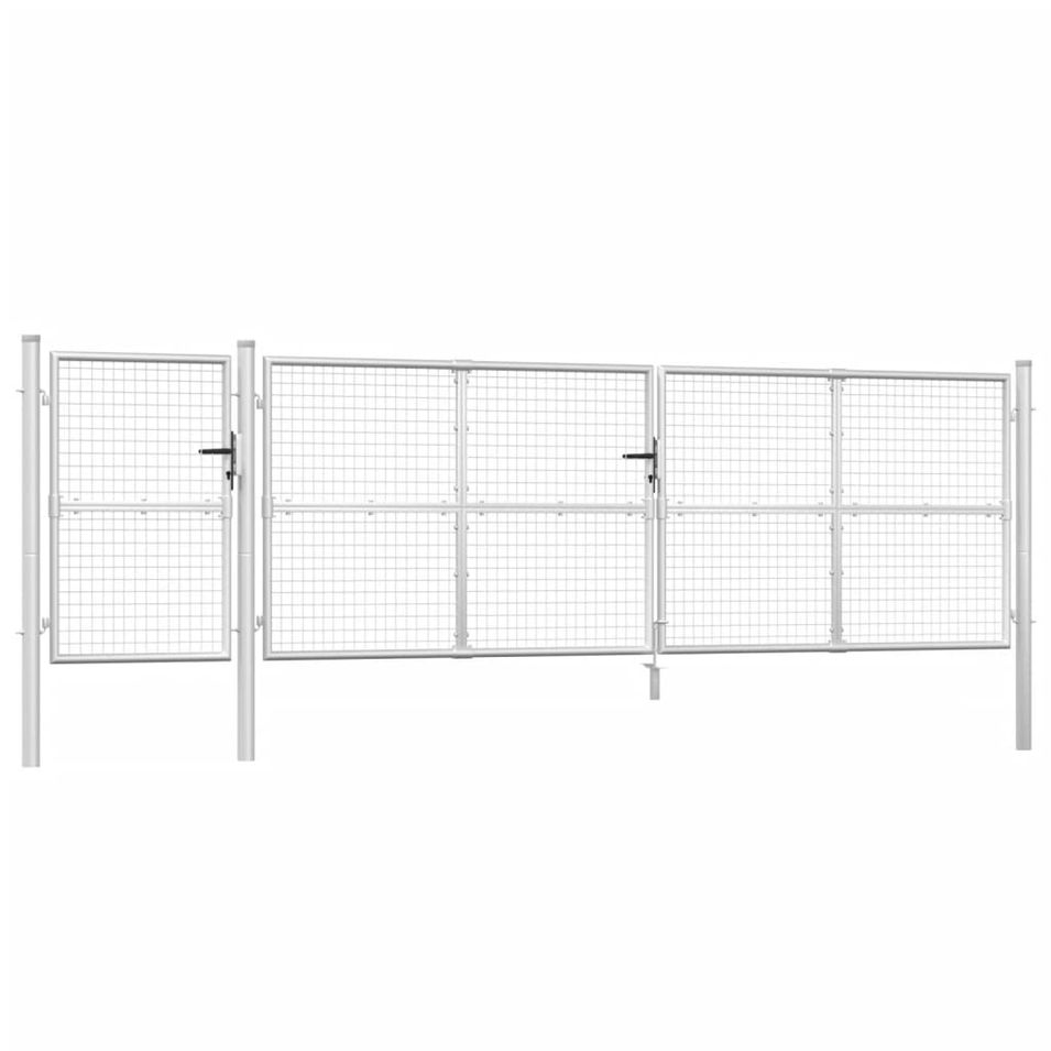 Portal de jardin maille argenté 500x175 cm acier galvanisé - Photo n°1