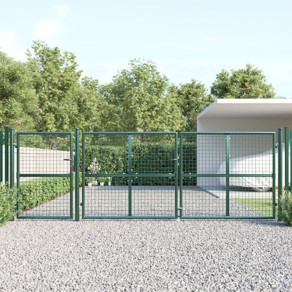 Portal de jardin maille vert 400x175 cm acier galvanisé - Photo n°1
