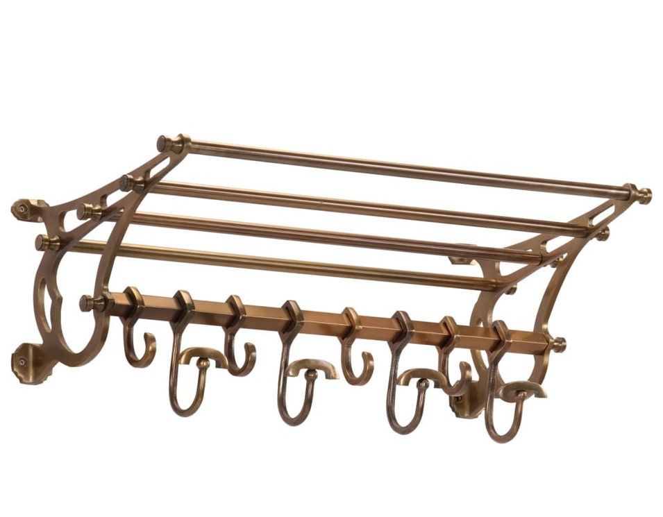 Porte-bagages avec cintres mural aluminium - Photo n°1