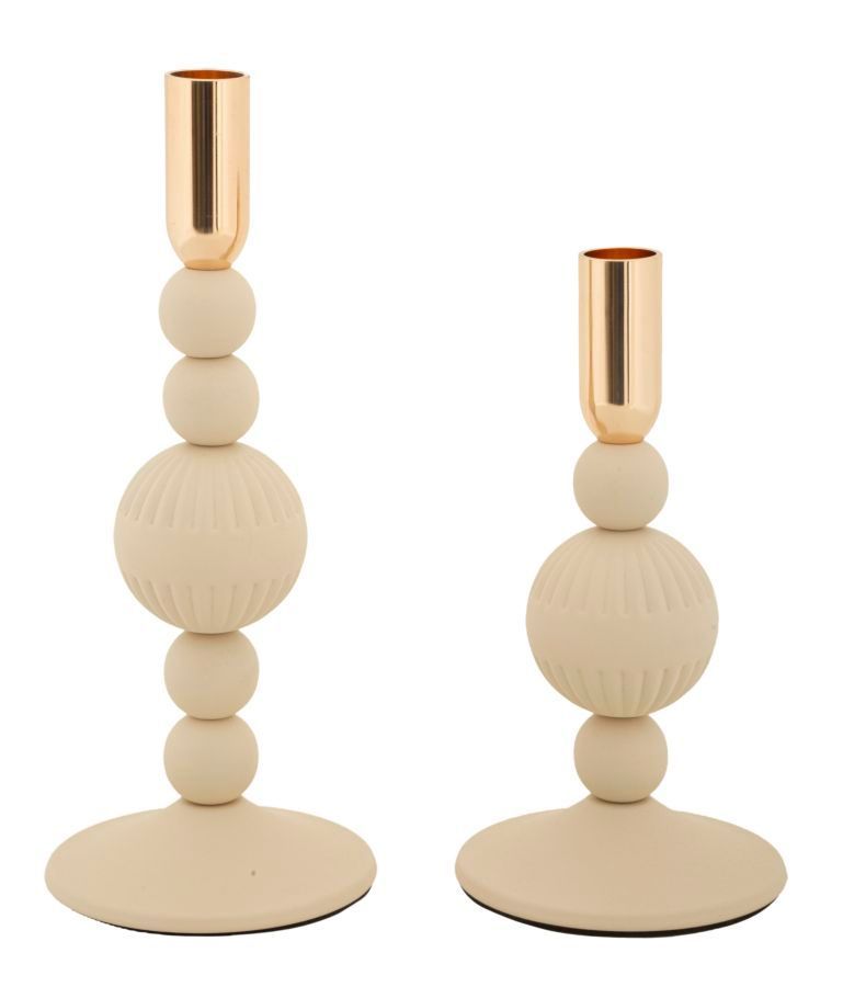 Porte-bougies aster cream, lot de 2, ø10x20-10x25,5 cm - Photo n°1