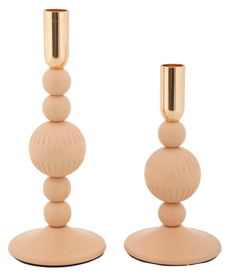 Porte-bougies aster rose, lot de 2, ø 10 cm, x 20-25,5 cm - Photo n°1