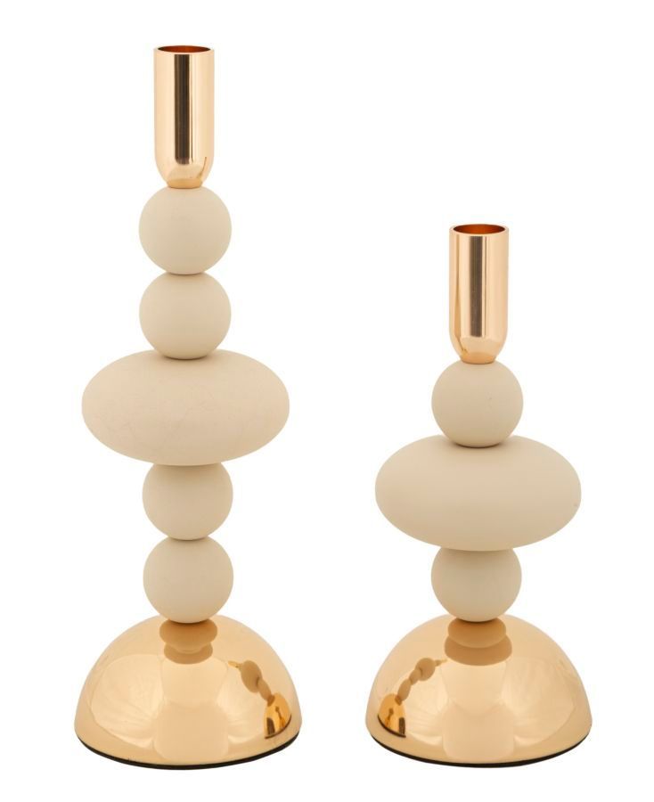 Porte-bougies galaxy cream, ensemble de 2 pièces, ø10x22-10x30 cm - Photo n°1