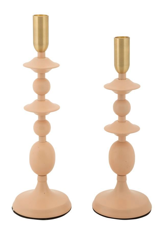 Porte-bougies gémeaux rose lot de 2 pièces cm ø10x29-10x33 - Photo n°1