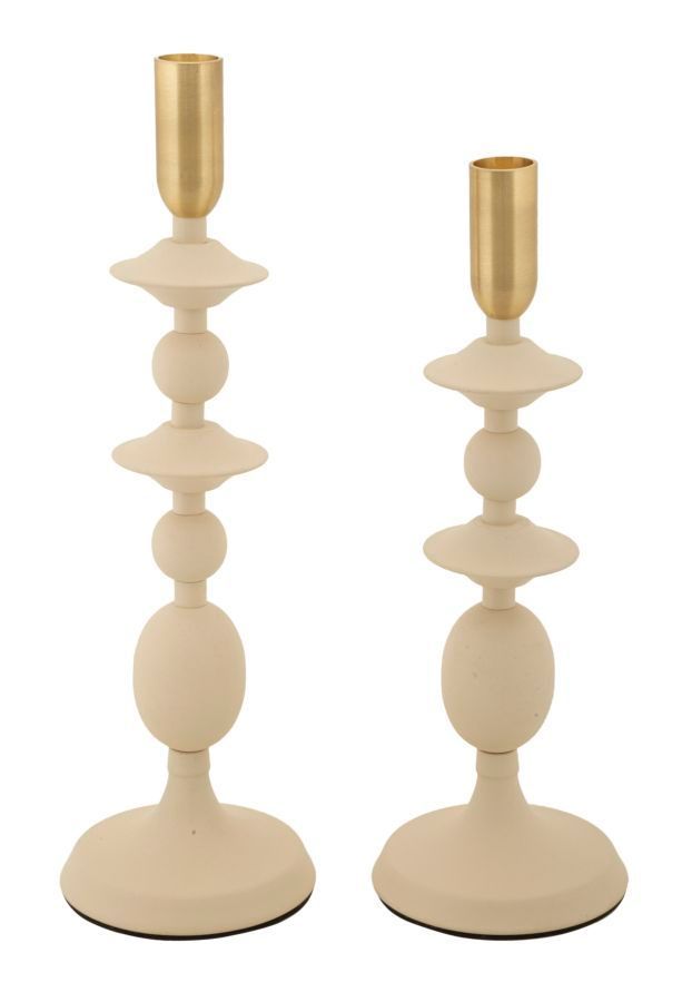 Porte-bougies gemini crème, ensemble de 2 pièces, ø10x29-10x33 cm - Photo n°1