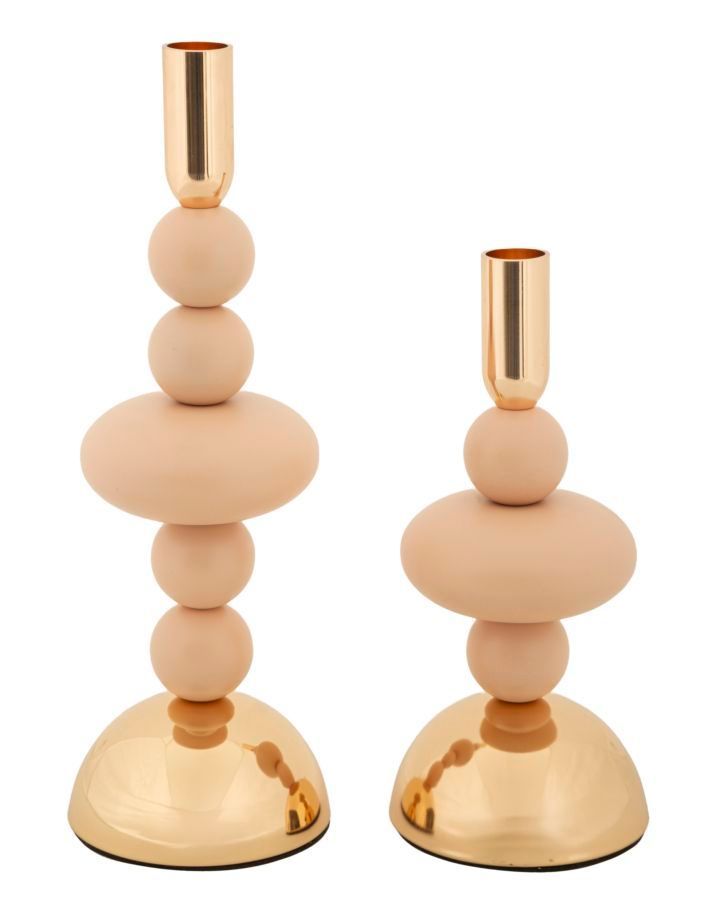 Porte-bougies rose galaxie, lot de 2, ø 10 x 22 cm - 10 x 30 cm - Photo n°1