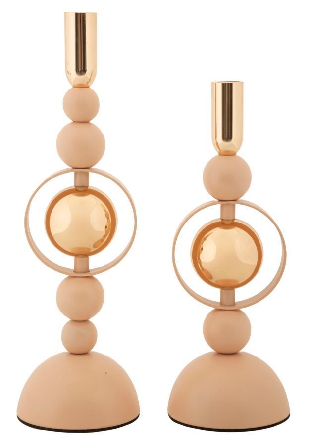 Porte-bougies rose saturne, lot de 2, ø 10 x 27-10 x 33 cm - Photo n°1