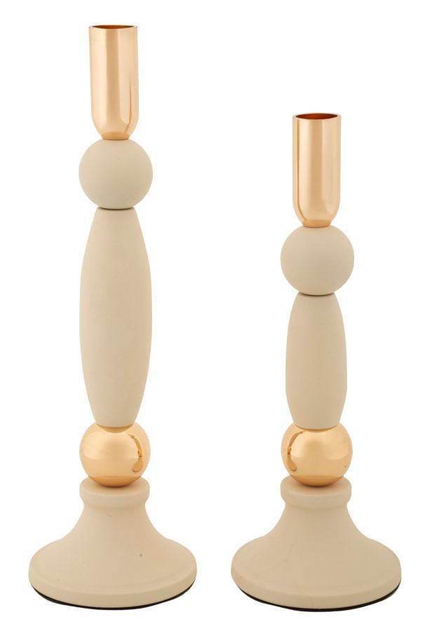 Porte-bougies strek cream, lot de 2, ø9,5 x 25 cm - 9,5 x 30 cm - Photo n°1