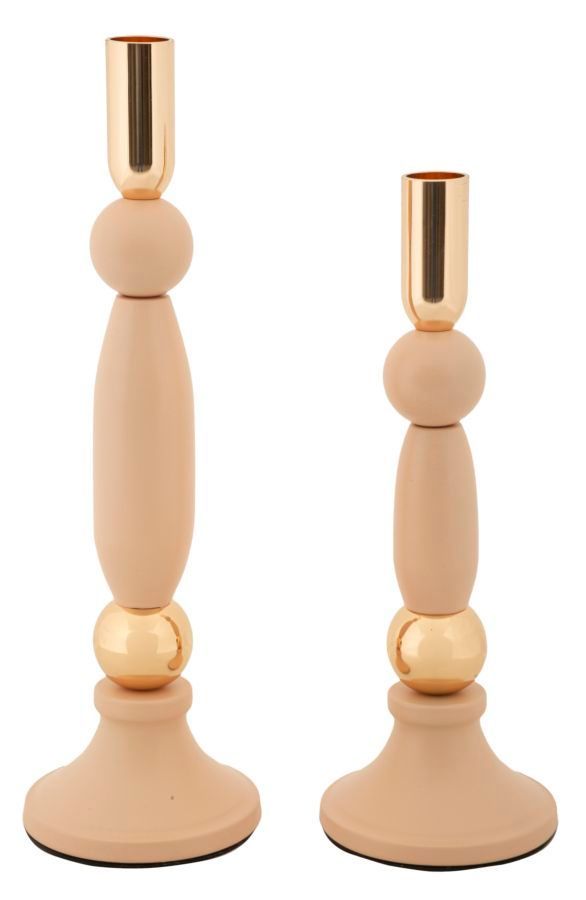 Porte-bougies strek rose, lot de 2, ø9,5 x 25 cm - 9,5 x 30 cm - Photo n°1