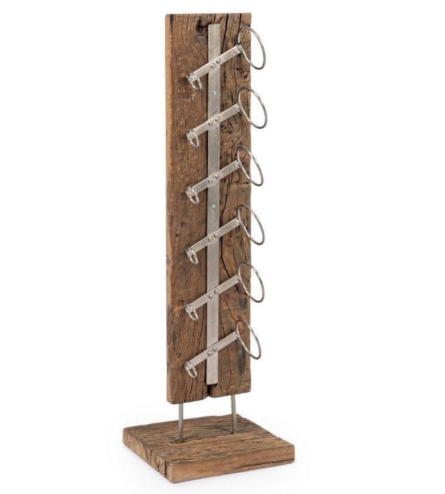 Porte bouteilles bois massif recyclé Likano - Photo n°1