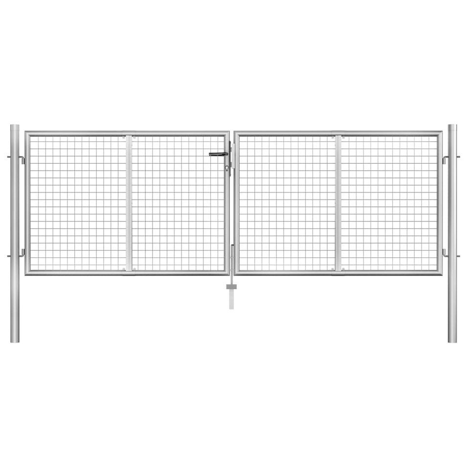 Porte de jardin Acier galvanisé 306x125 cm Argenté - Photo n°1