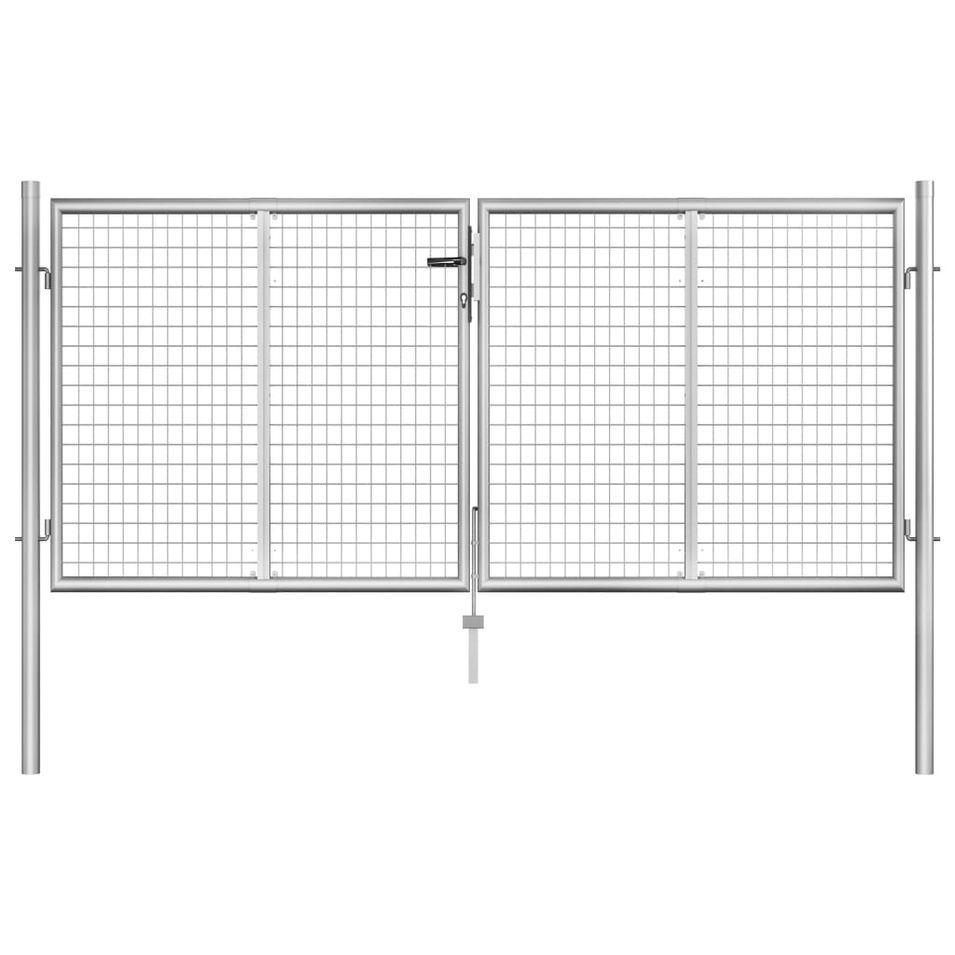 Porte de jardin Acier galvanisé 306x150 cm Argenté - Photo n°1
