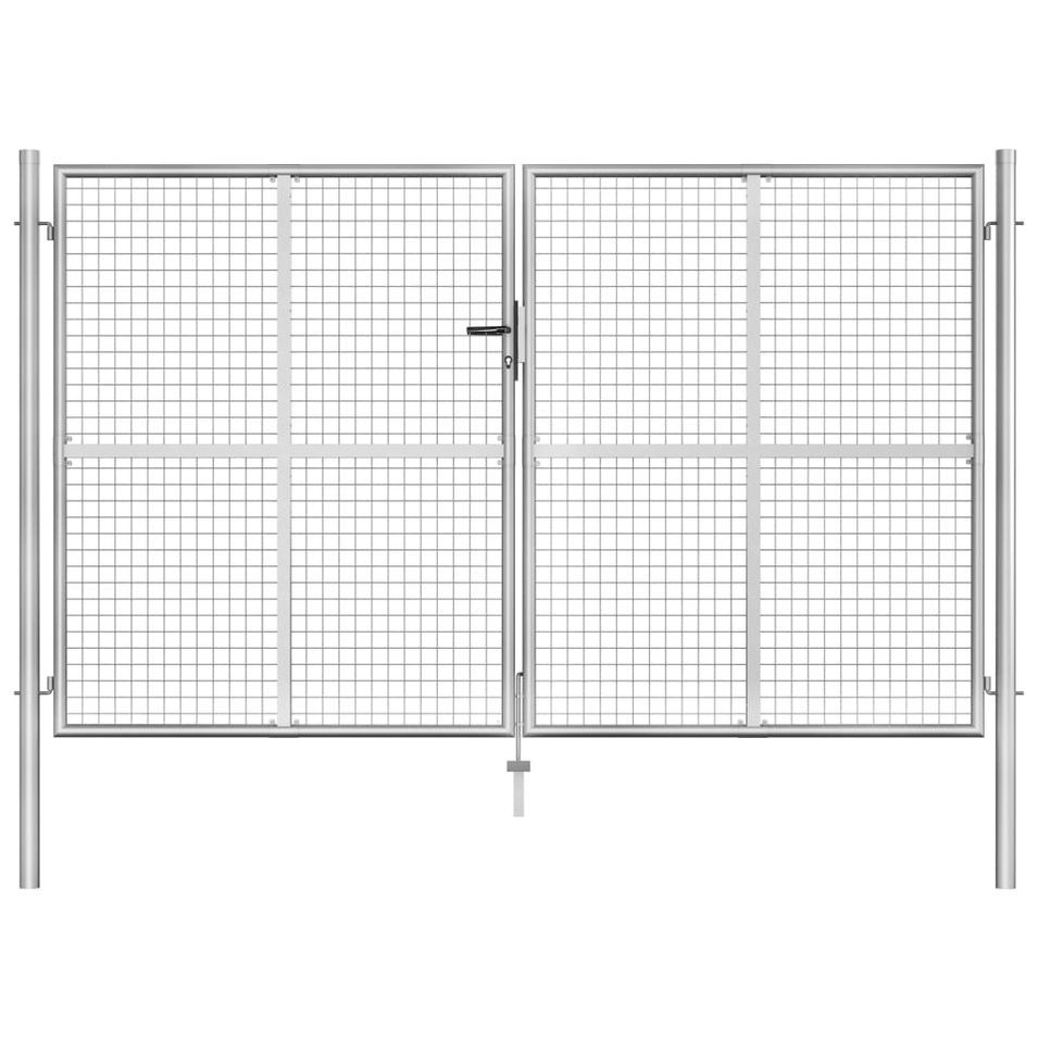 Porte de jardin Acier galvanisé 306x200 cm Argenté - Photo n°1