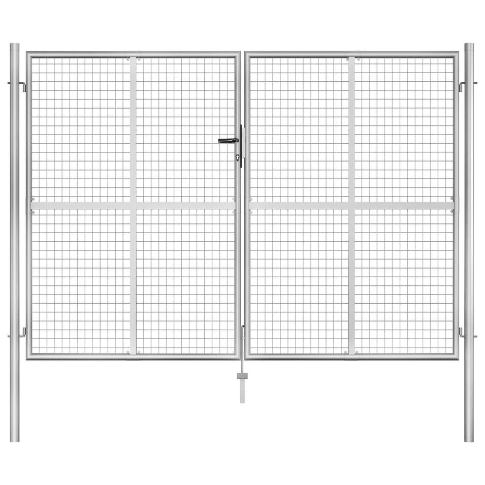 Porte de jardin Acier galvanisé 306x225 cm Argenté - Photo n°1