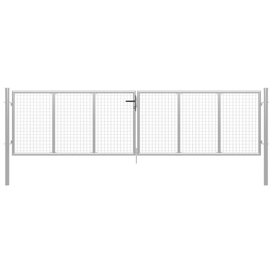 Porte de jardin Acier galvanisé 415x175 cm Argenté - Photo n°1