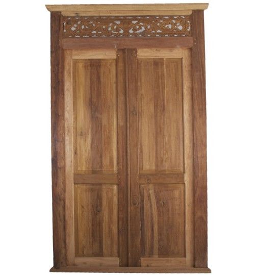 Porte ethnique bois massif antique foncé Paloma - Photo n°1