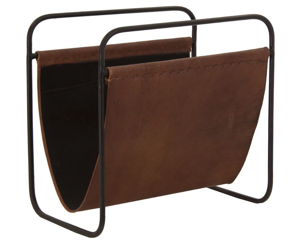 Porte journaux cuir marron et métal noir British - Photo n°1