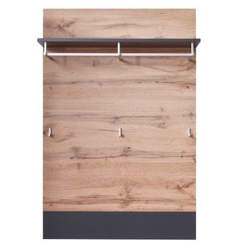 Porte-manteau 3 crochets chêne Wotan et gris foncé Dravy 84 cm - Photo n°1