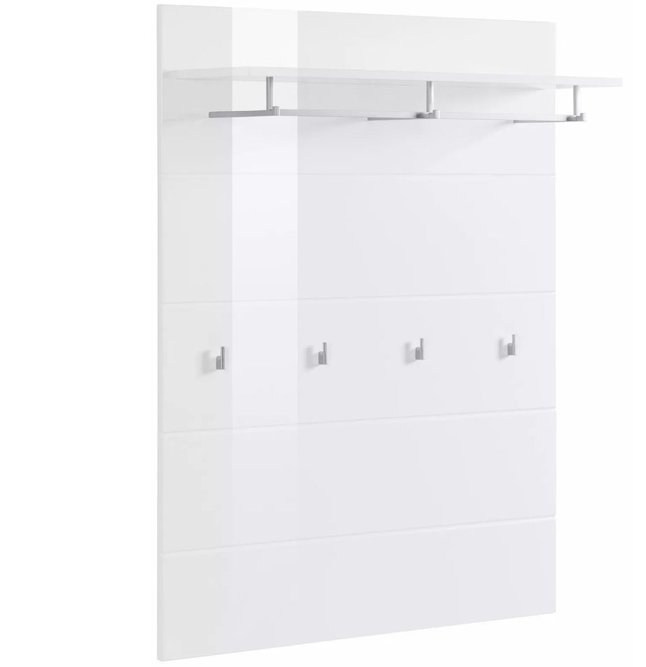 Porte-manteau 4 crochets blanc brillant Kelia 91 cm - Photo n°1