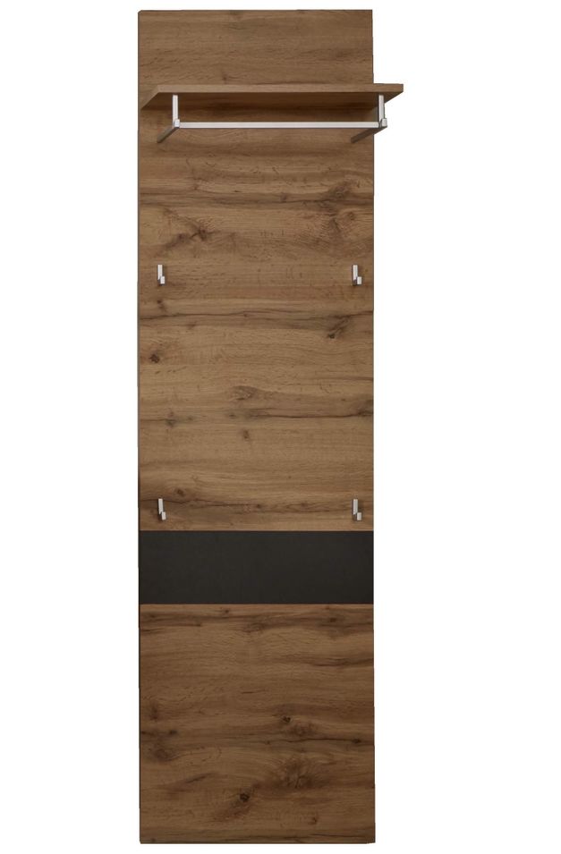 Porte-manteau 4 crochets chêne Wotan et gris foncé Dravy 50 cm - Photo n°1