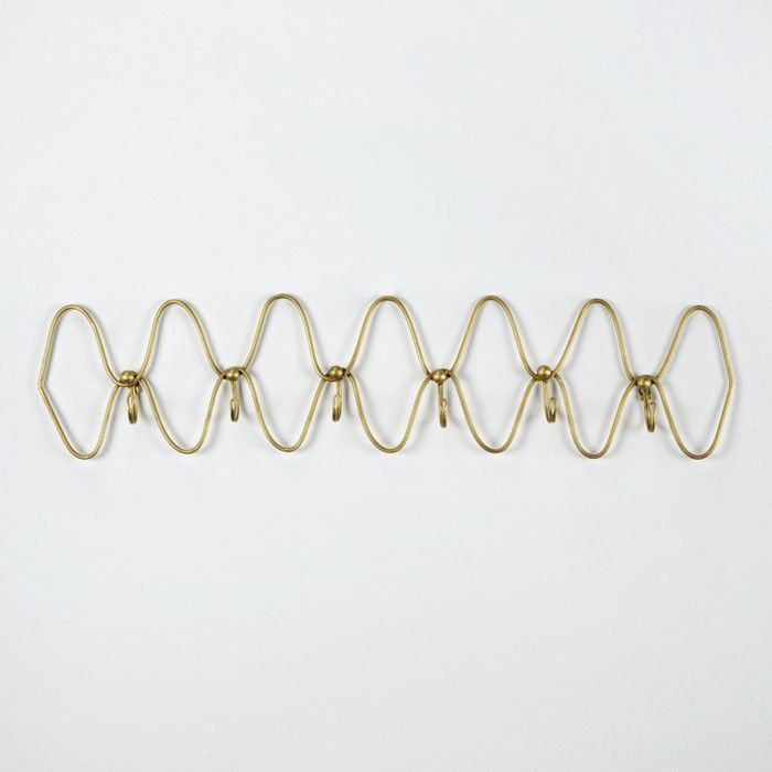 Porte-manteau 6 crochets métal doré 2 - Photo n°1