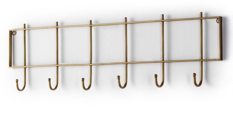 Porte-manteau 6 crochets métal doré - Photo n°1