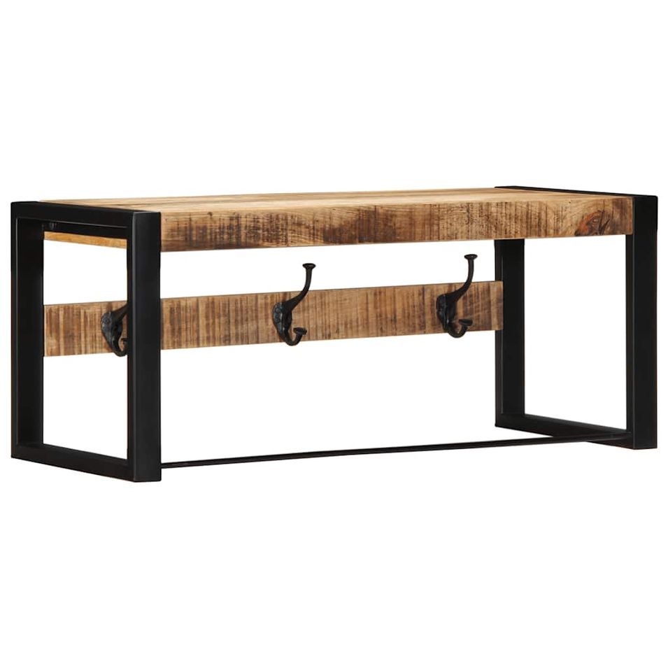 Porte-manteau 80x35x35 cm bois de manguier massif brut - Photo n°1