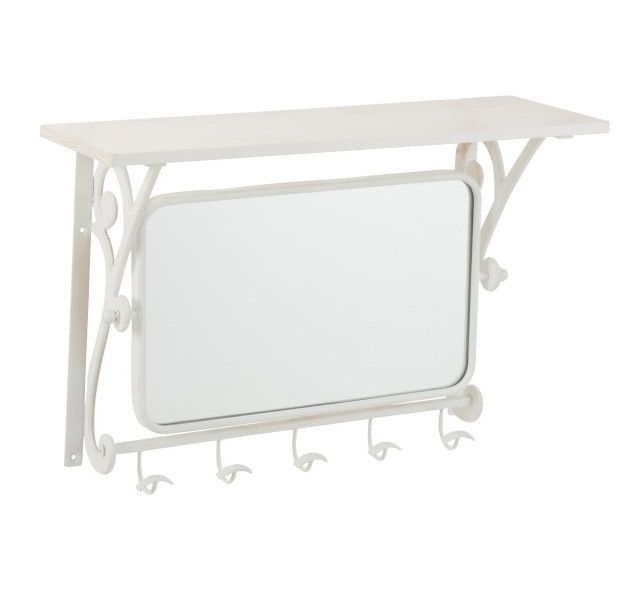 Porte-manteau avec miroir métal blanc Ettis - Photo n°1