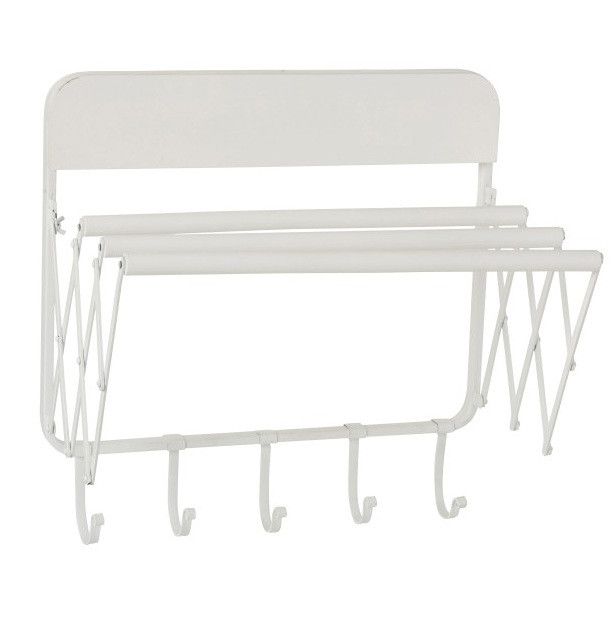 Porte-manteau avec porte-serviettes métal blanc Ettis - Photo n°1