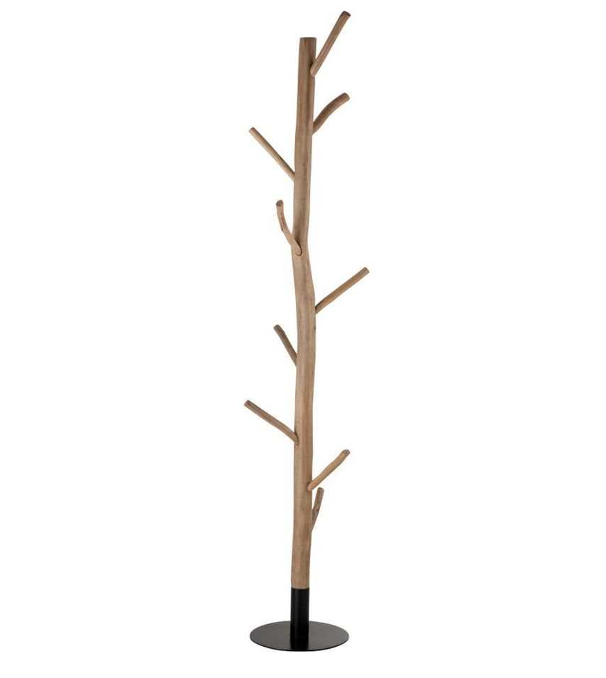 Porte-manteau bois d'eucalyptus massif et métal noir Bialli - Photo n°1