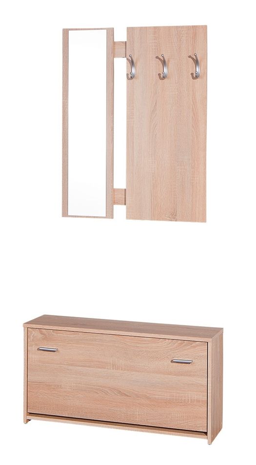 Porte manteau et meuble à chaussures bois clair sonoma Safia - Photo n°1