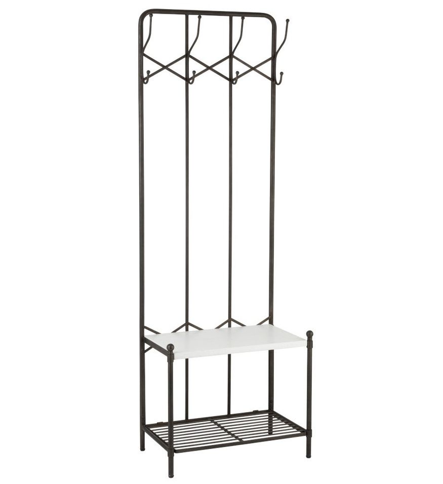 Porte-manteau métal noir et bois massif blanc Bialli - Photo n°1