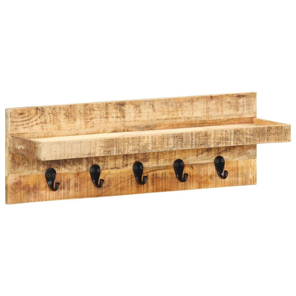 Porte-manteau mural 60x15x20 cm Bois de manguier brut solide - Photo n°1