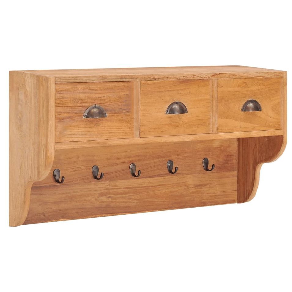 Porte-manteau mural 80x25x45 cm Bois de teck solide - Photo n°1