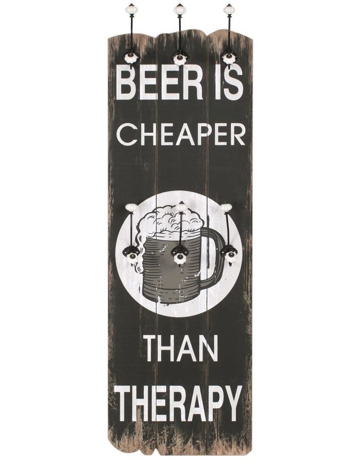 Porte-manteau mural avec 6 crochets 120 x 40 cm BEER CHEAPER - Photo n°1