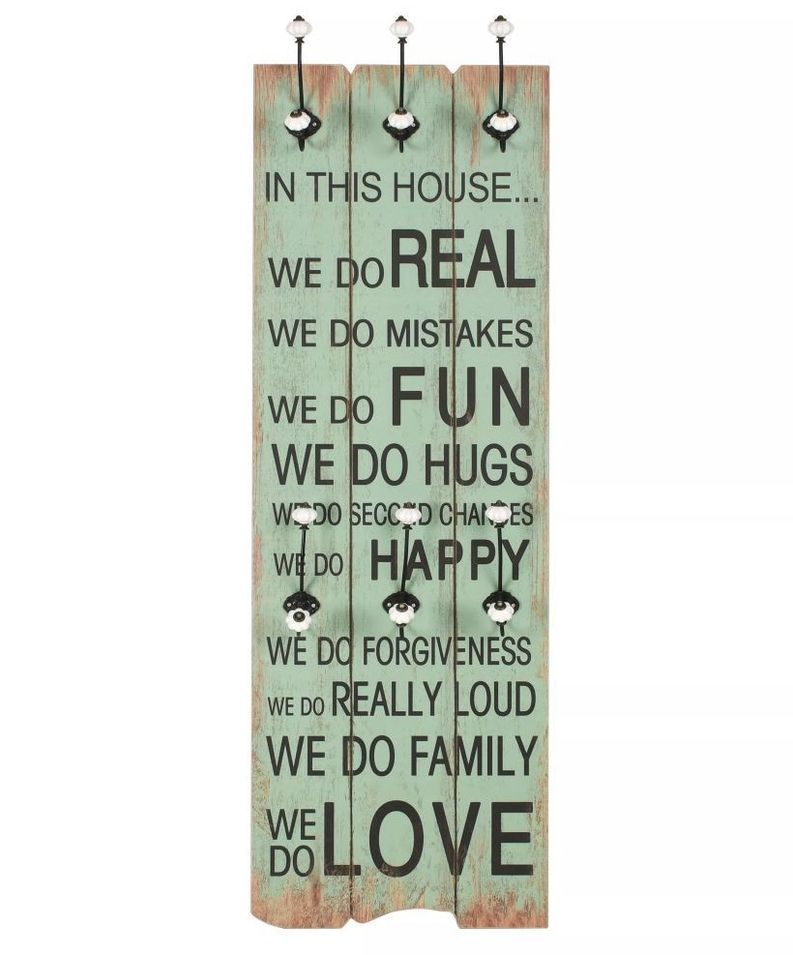 Porte-manteau mural avec 6 crochets 120 x 40 cm HAPPY LOVE - Photo n°1