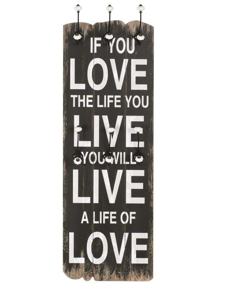 Porte-manteau mural avec 6 crochets 120 x 40 cm LOVE LIVE - Photo n°1