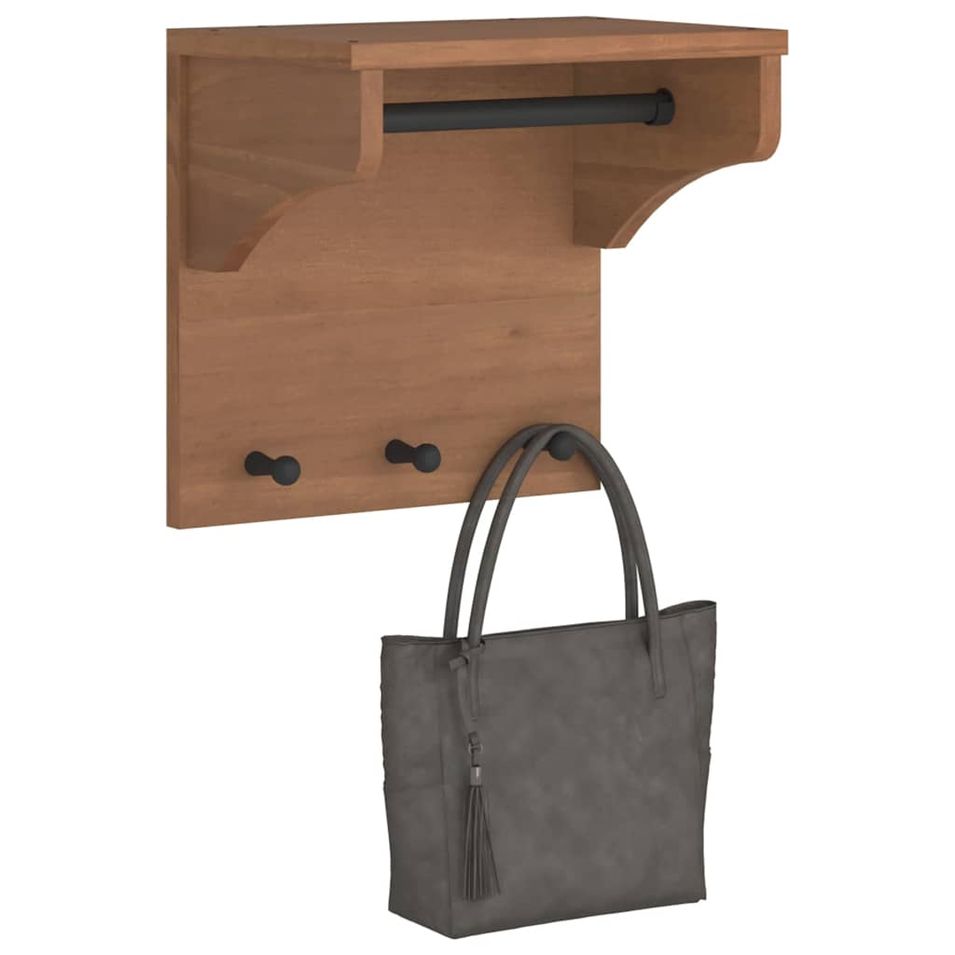 Porte-manteau mural SANDNES 43x30x42 cm bois massif pin - Photo n°1