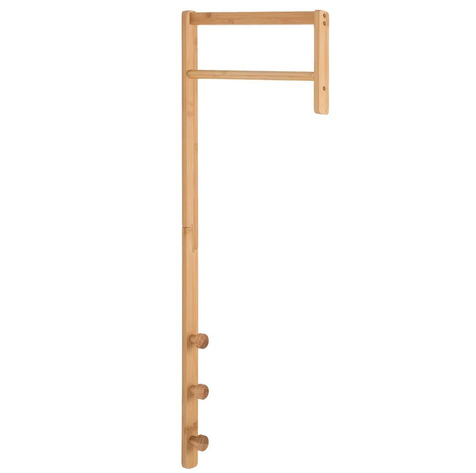 Porte-manteau mural TRENTO – Bambou naturel ou métal noir/blanc - Photo n°1