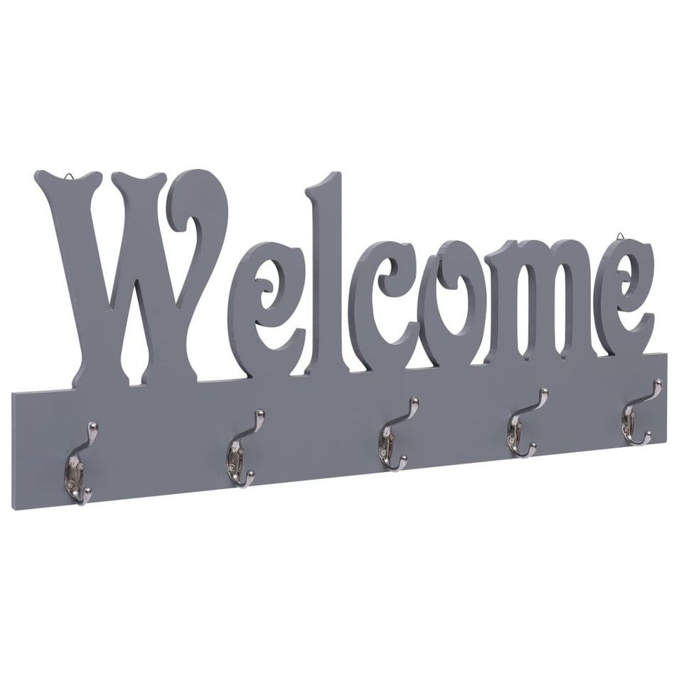 Porte-manteau mural WELCOME Gris 74x29,5 cm - Photo n°1