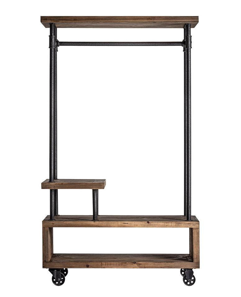 Porte-manteau orme massif foncé et métal noir Drossia - Photo n°1