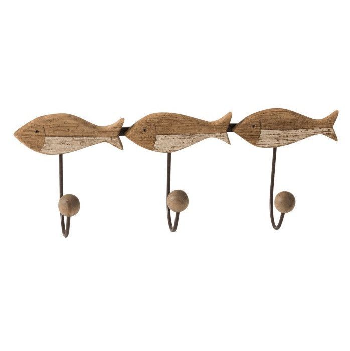 Porte-manteau poisson paulownia massif foncé Nayra - Photo n°1
