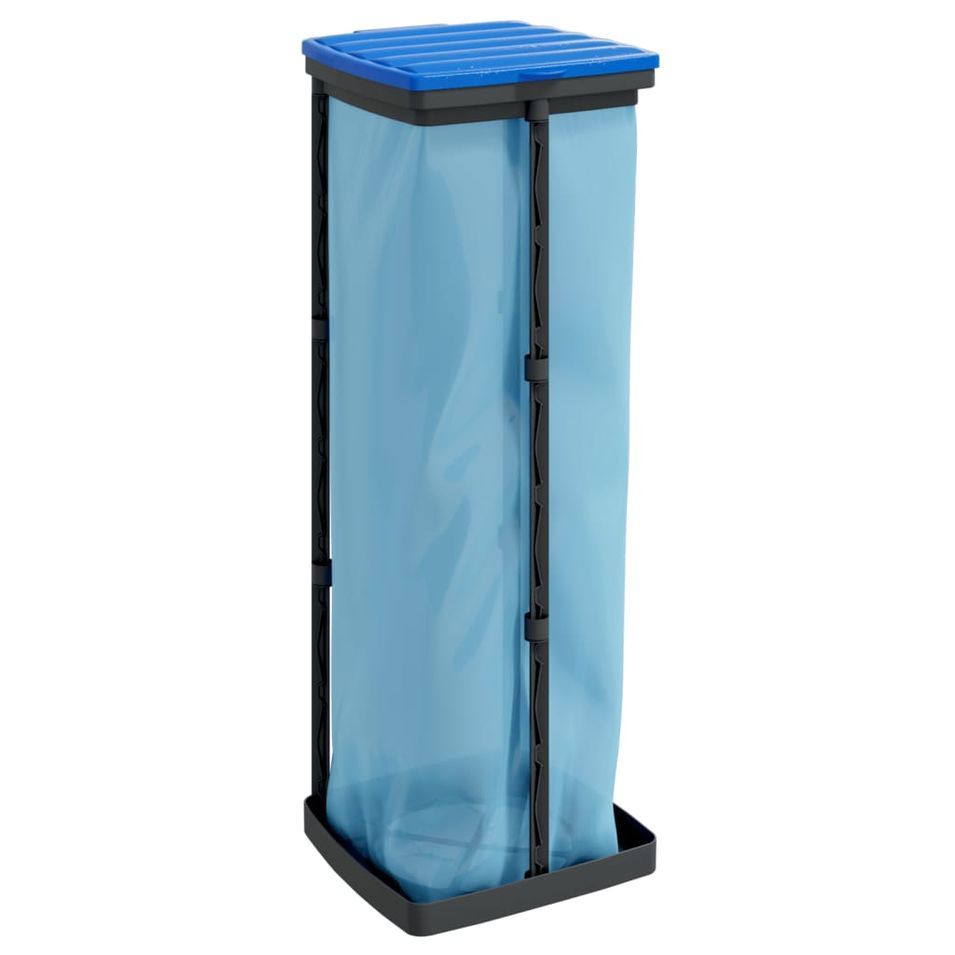 Porte-sacs poubelles 2 pcs noir et bleu 120 L PP - Photo n°3