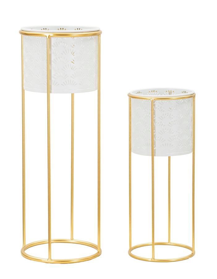 Porte-vases blanc, lot de 2, ø 17 x 46 cm - 14 x 34 cm - Photo n°1