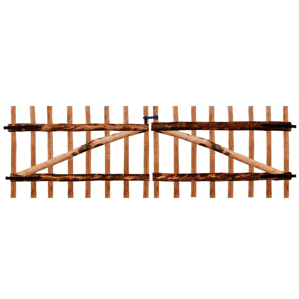 Portillon double de clôture Bois noisetier imprégné 300x100 cm - Photo n°1