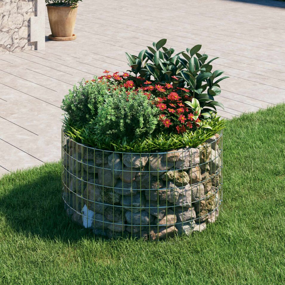 Poteau à gabion circulaire Acier galvanisé Ø100x50 cm - Photo n°1